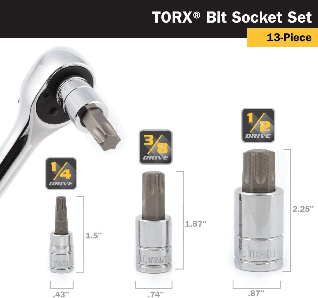13 Piece 1/4 & 3/8 Drive Torx Bit Socket Set