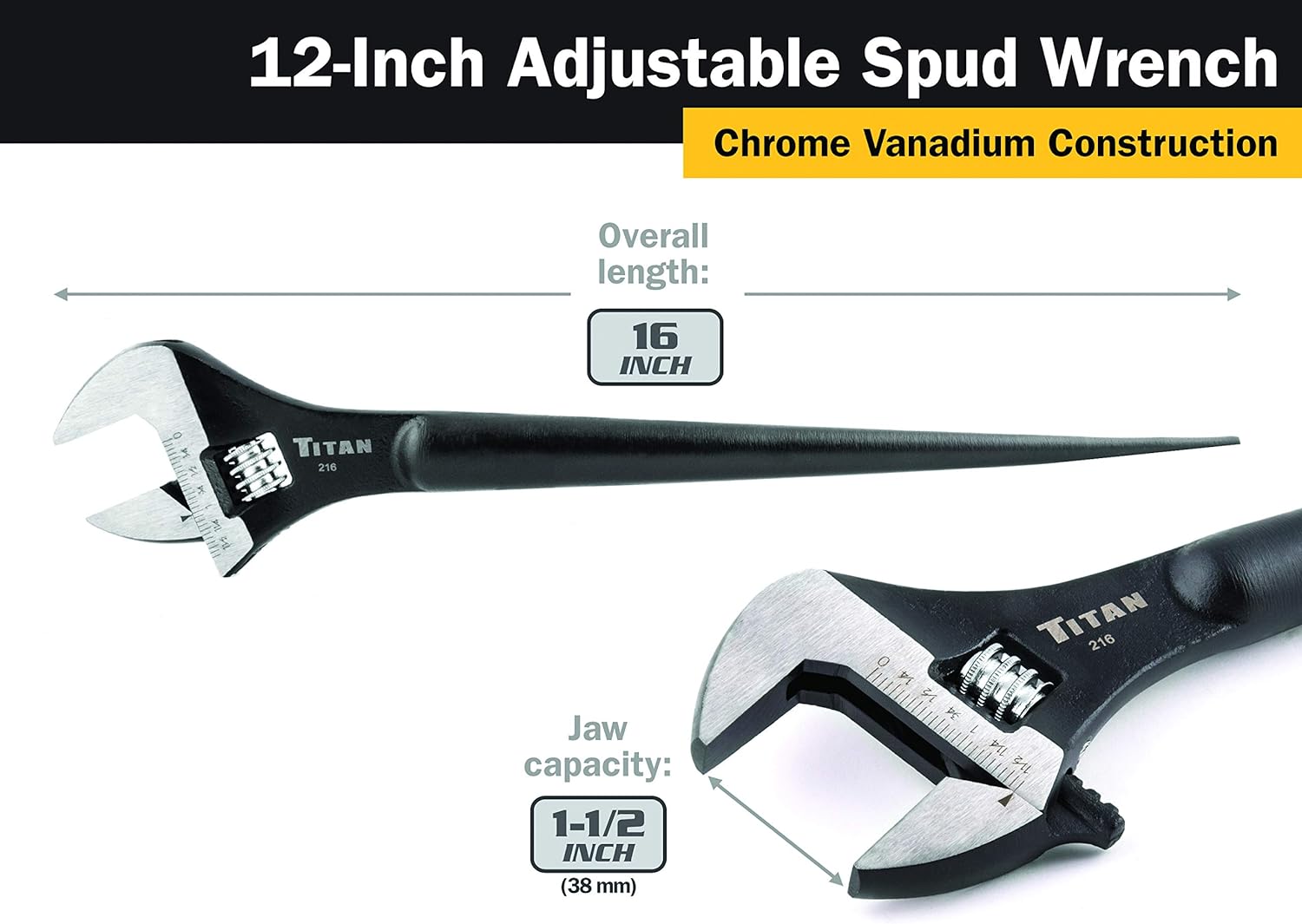 12" Adjustable Spud Wrench