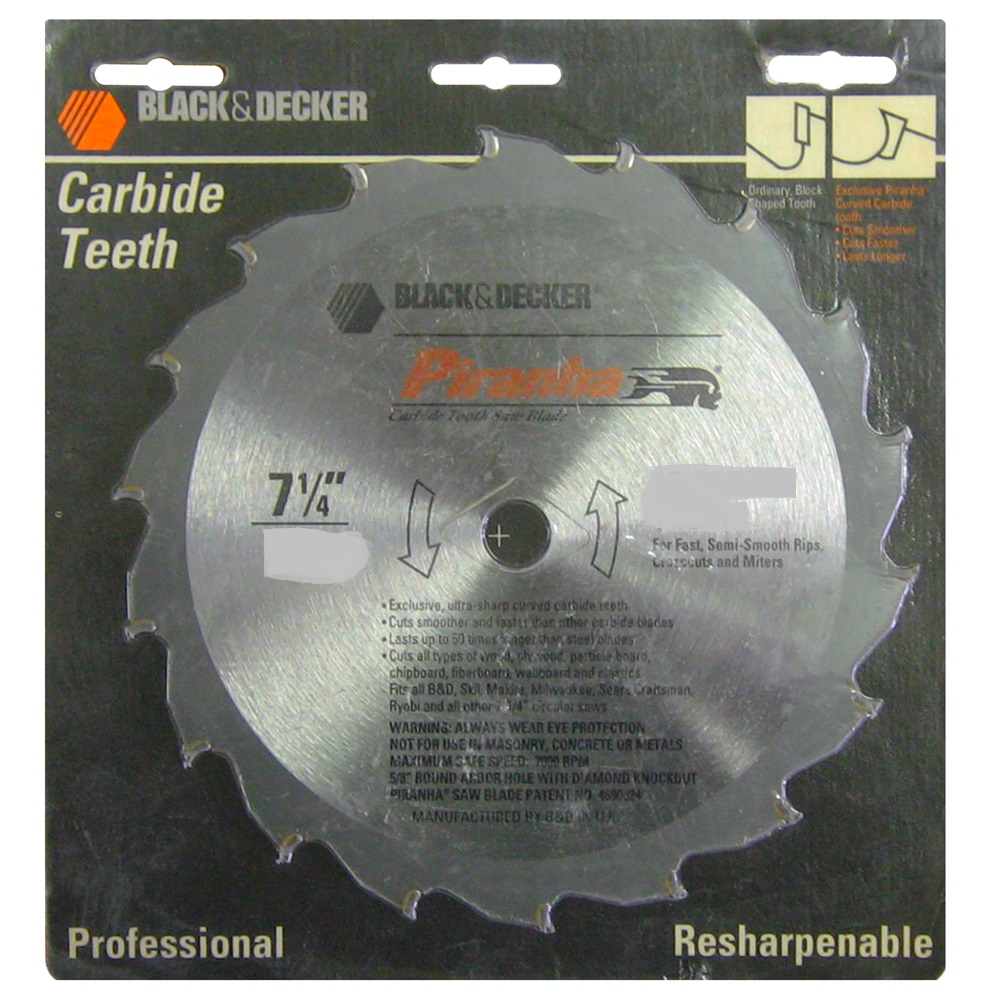 Black & Decker 77-737 Circular Saw Blade - 7 1/4 Diameter - Carbide