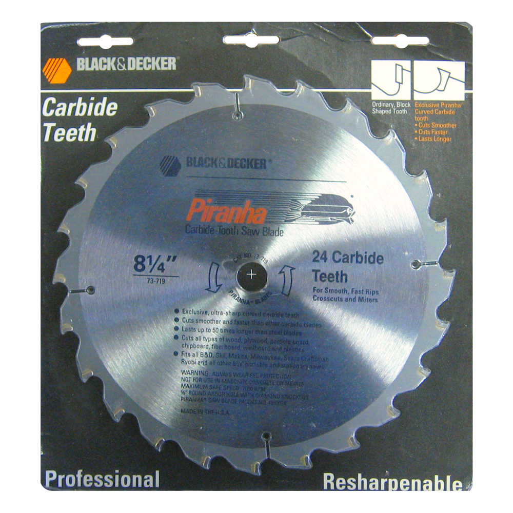 Black & Decker 77-757 Piranha 7-1/4-Inch 40 Tooth ATB Thin Kerf Fine  Finishing Saw Blade with 5/8-Inch and Diamond Knockout Arbor