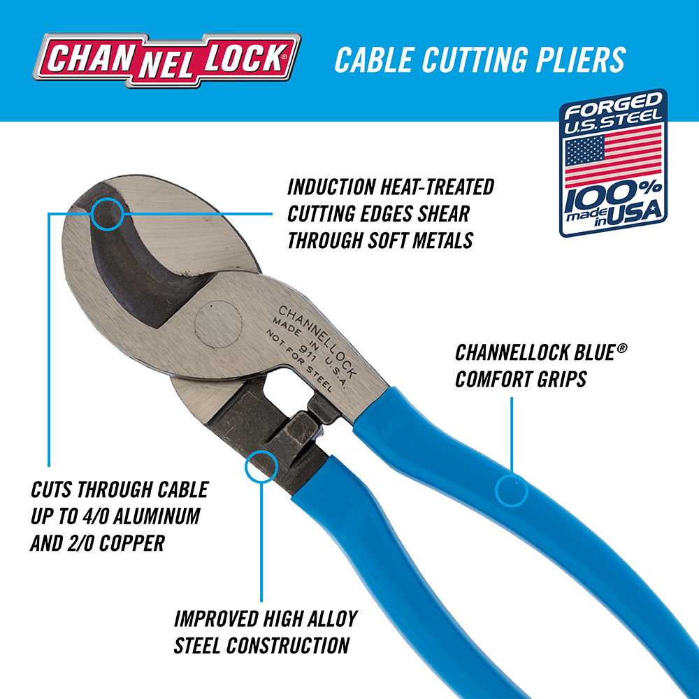 CHANNELLOCK 9-1/2 CABLE CUTTER USA MADE 1