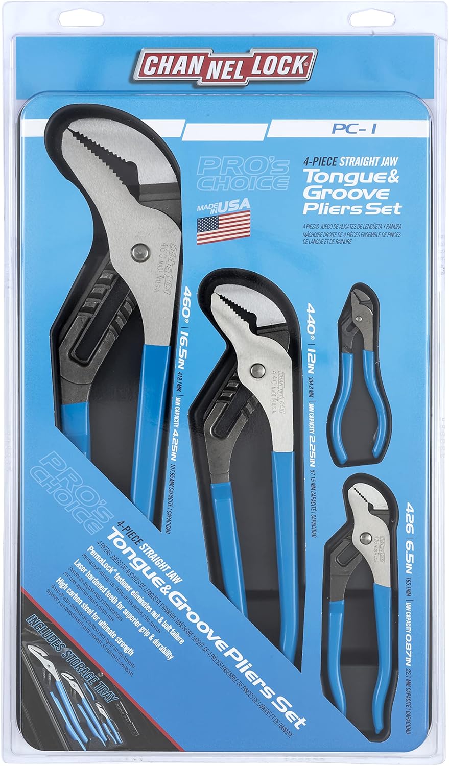 CHANNELLOCK 4PC TONGUE AND GROOVE PLIER SET MADE IN U.S.A 1