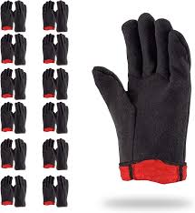 Red Fleece-Lined Brown Jersey Gloves 1 DOZEN 3