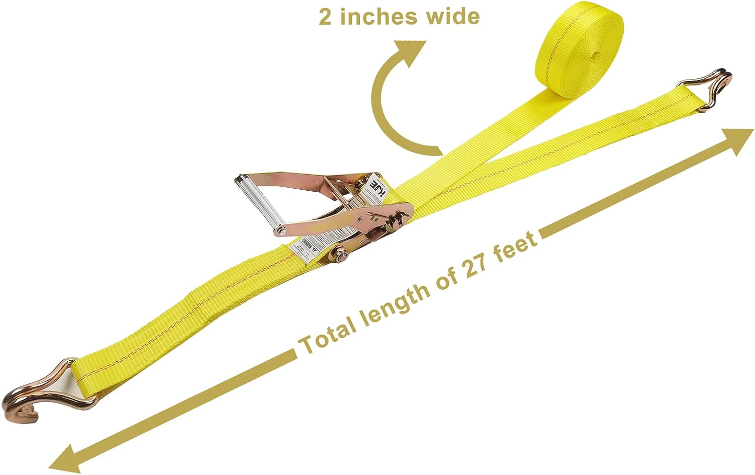 2" X 27' Ratchet Tie Down With J Hooks 1