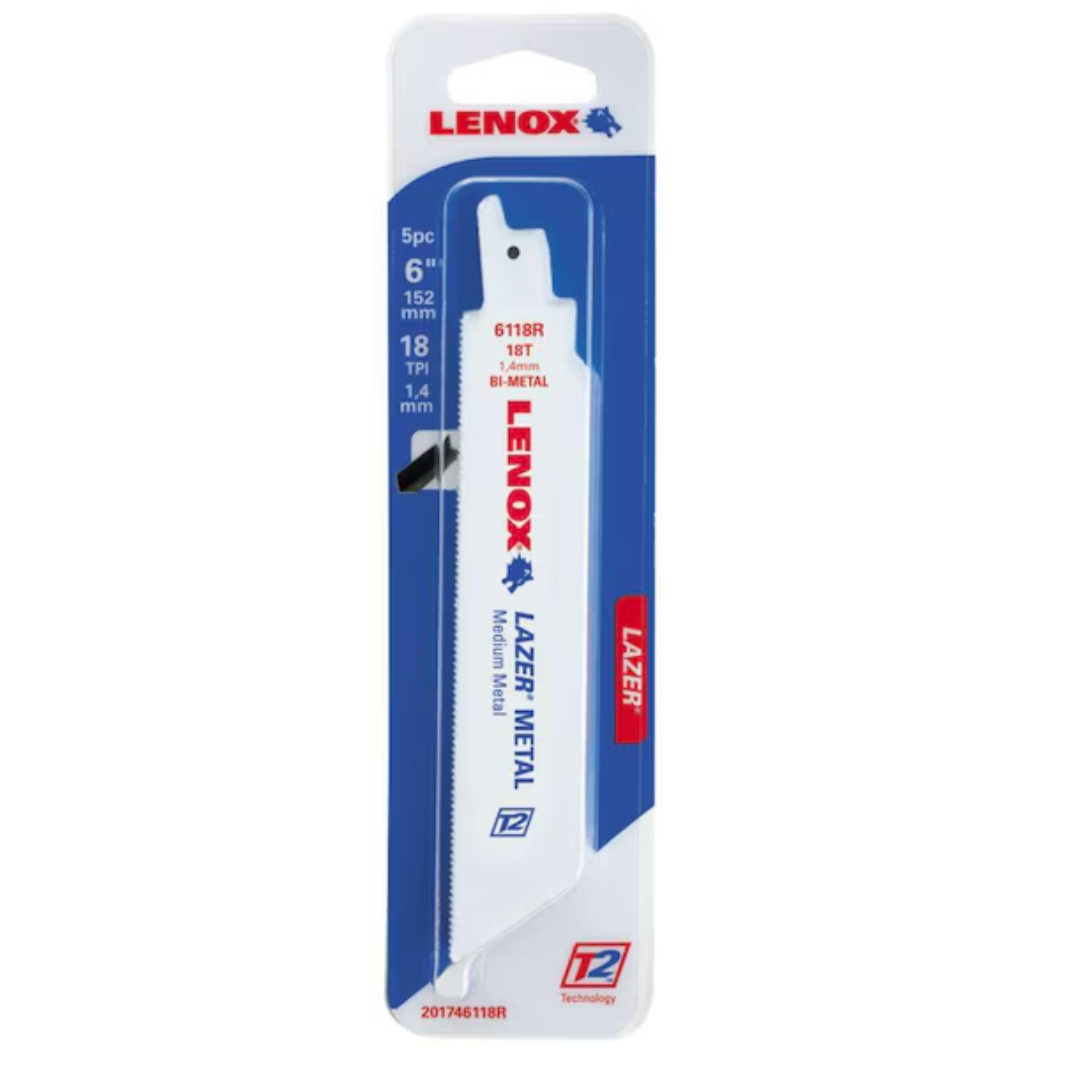 Lenox 6" x 18 TPI BI-Metal Reciprocating Blade 5 PACK