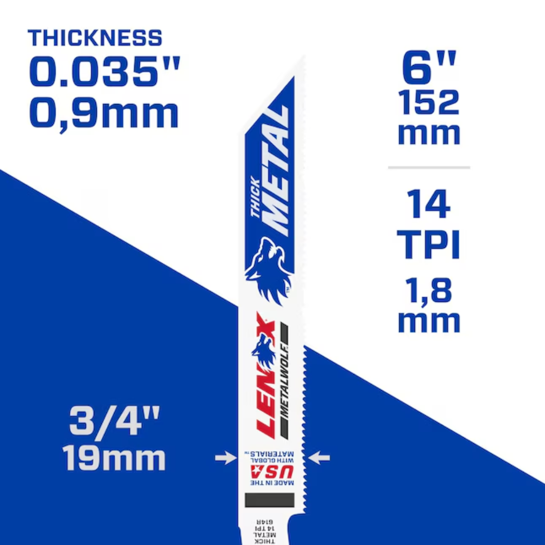 Lenox 6" x 14 TPI BI-Metal Reciprocating Blade  5 PACK 3
