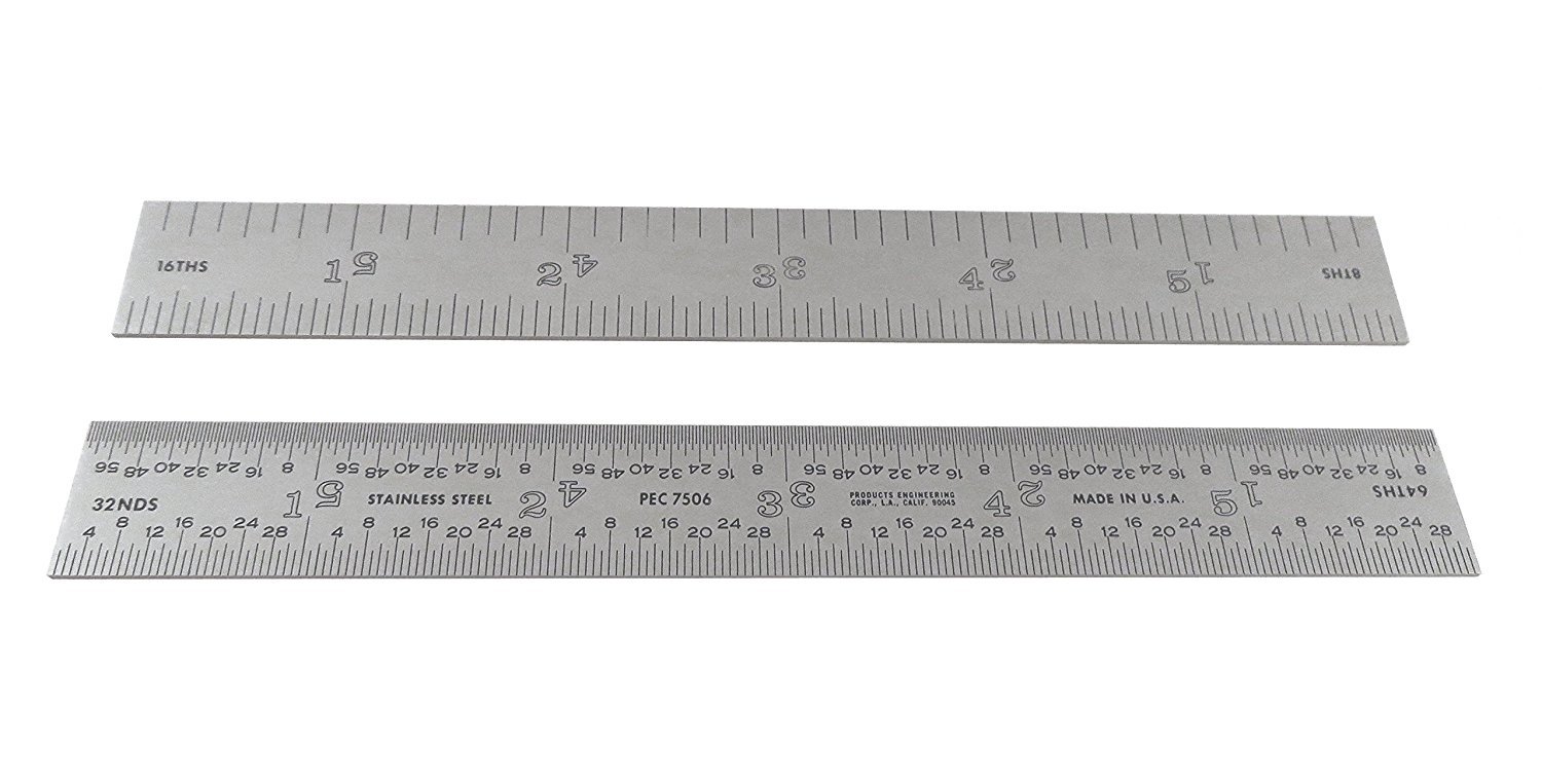 PEC 6" Rigid Stainless Steel 4R Machinist Engineer Ruler/ Rule 1