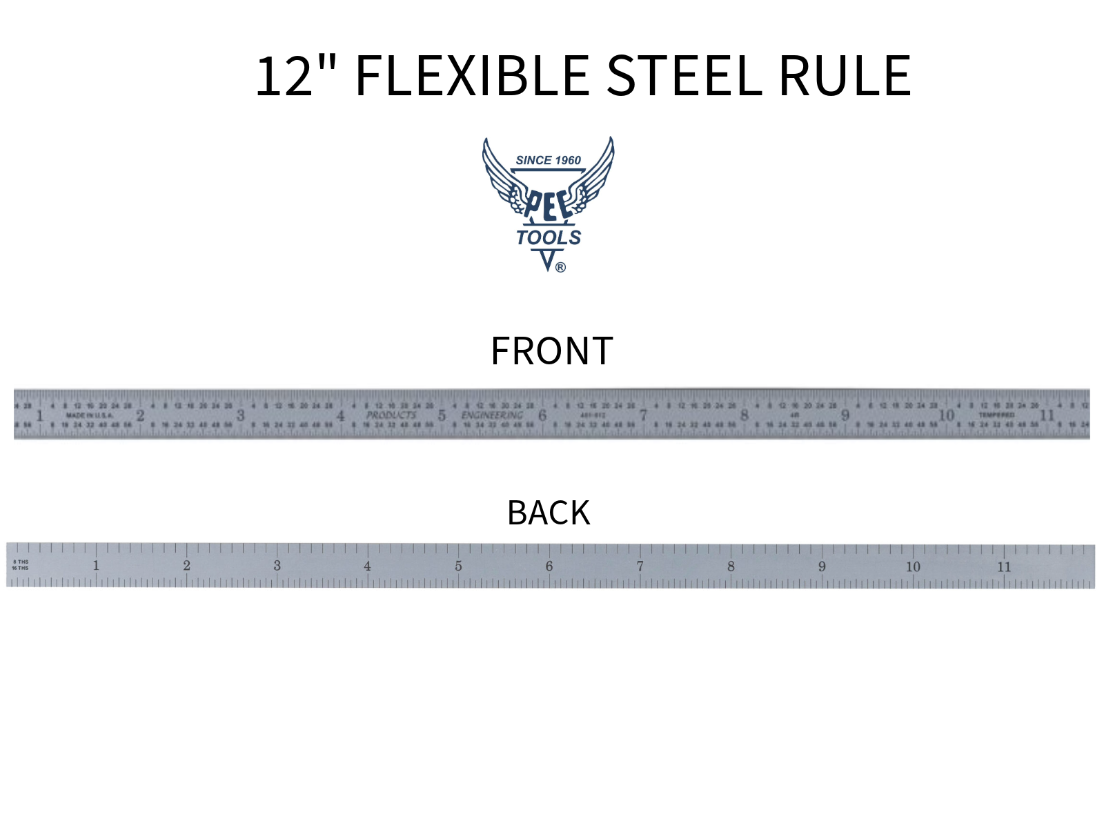 12″ 5R Flexible Steel Rule by PEC