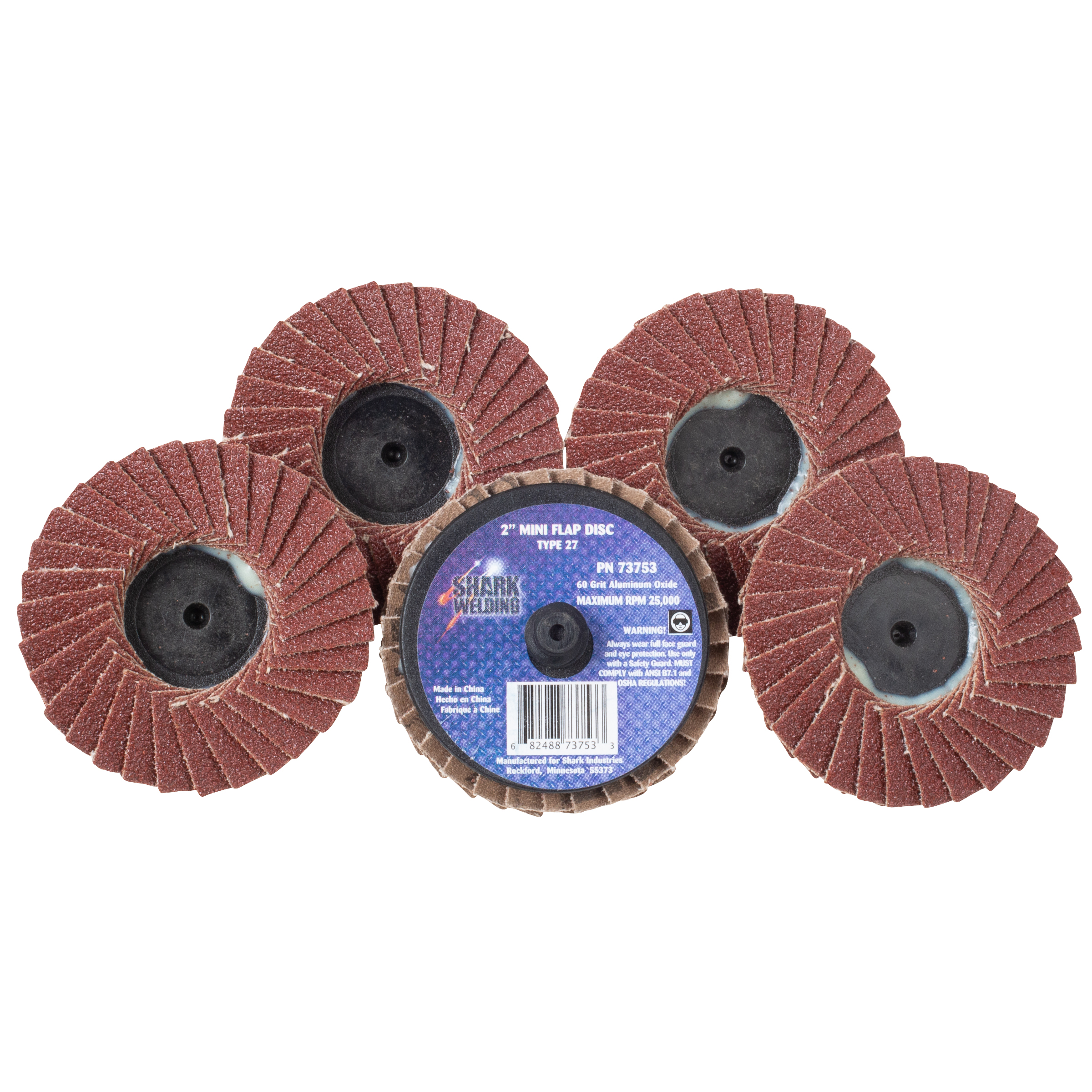 5 Pack 60 Grit Mini Flap Disc Type 27 Aluminum Oxide  2