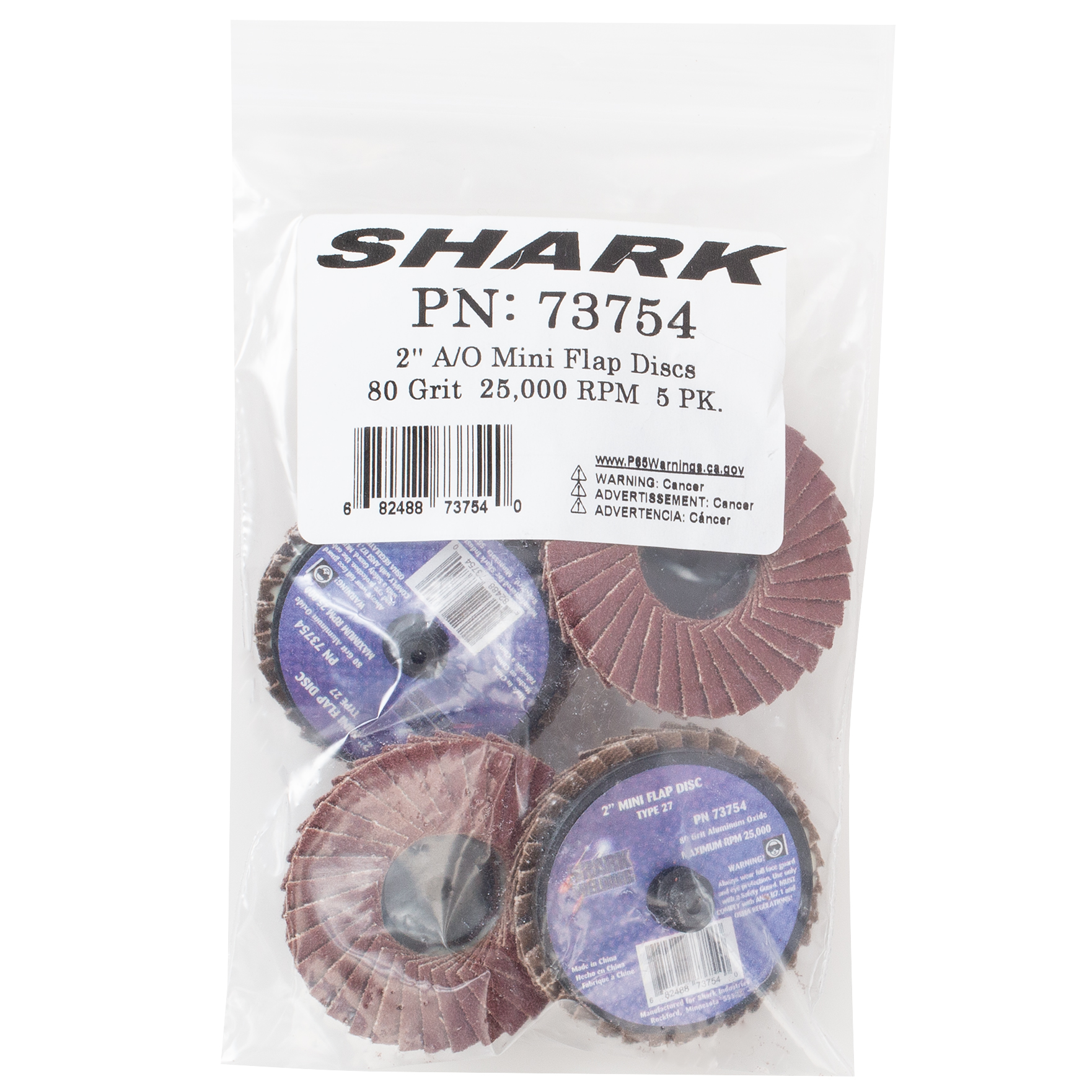 SHARK 5 Pack 2" Aluminum Oxide Mini Flap Disc 80 Grit 2