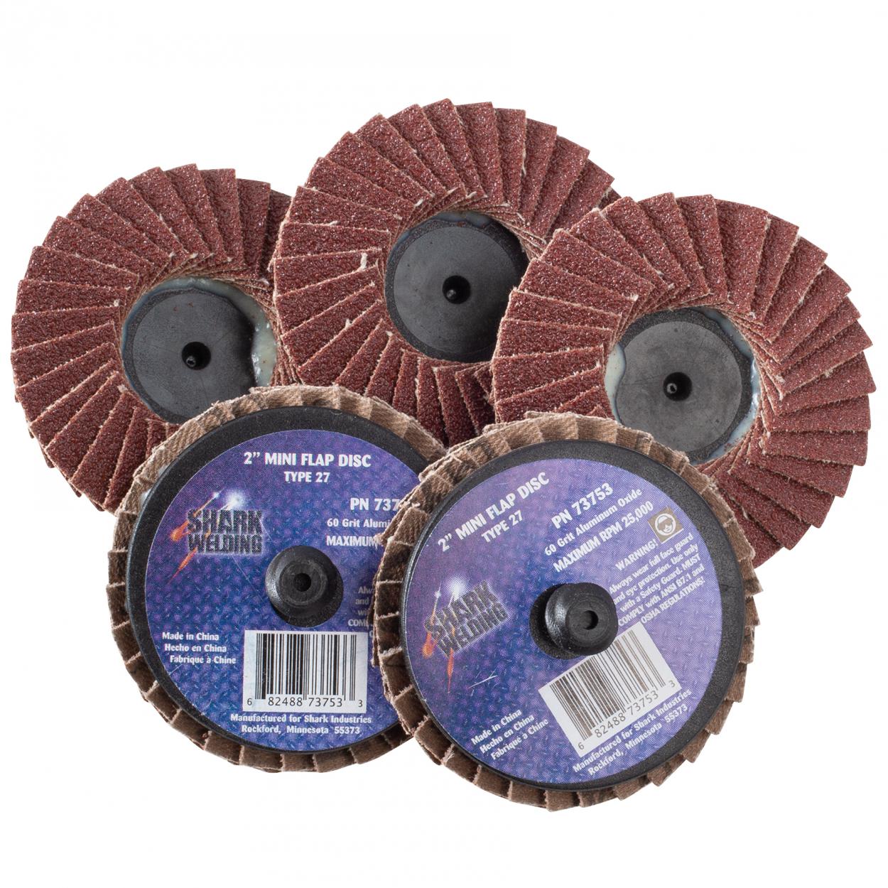 5 Pack 60 Grit Mini Flap Disc Type 27 Aluminum Oxide 