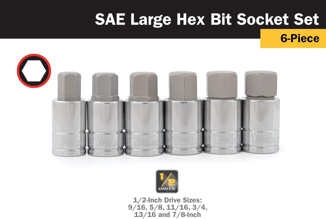 6 Piece 1/2" Drive 6 Point SAE Socket Set by TITAN 3