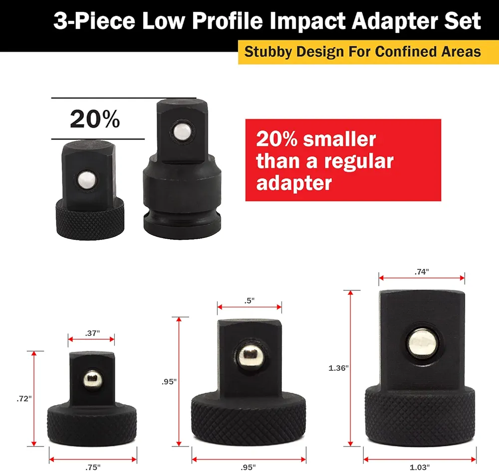 3 pc Low Profile Adaptor Set by TITAN 1