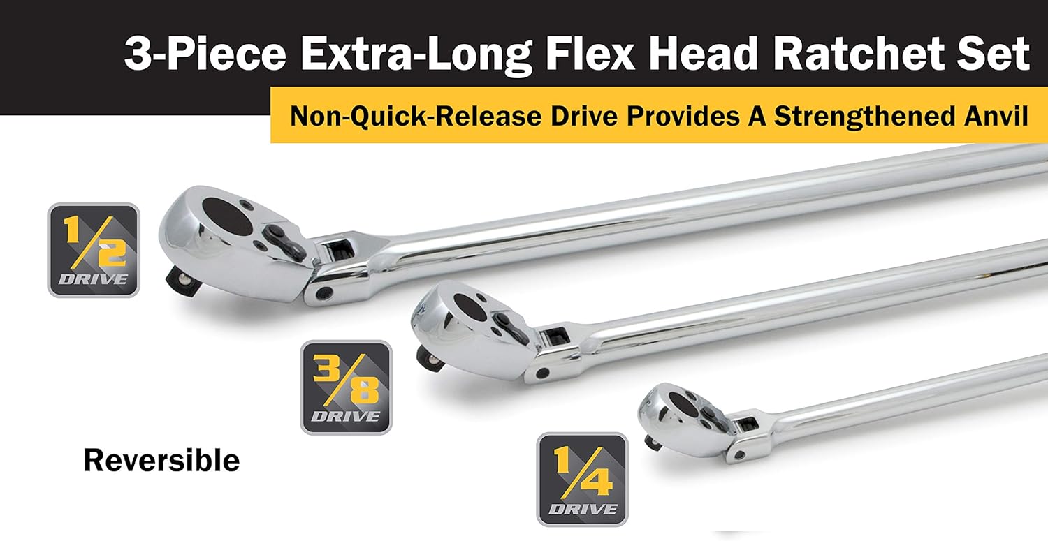  3 X-LONG FLEX HEAD QUICK RELEASE RATCHETS by TITAN