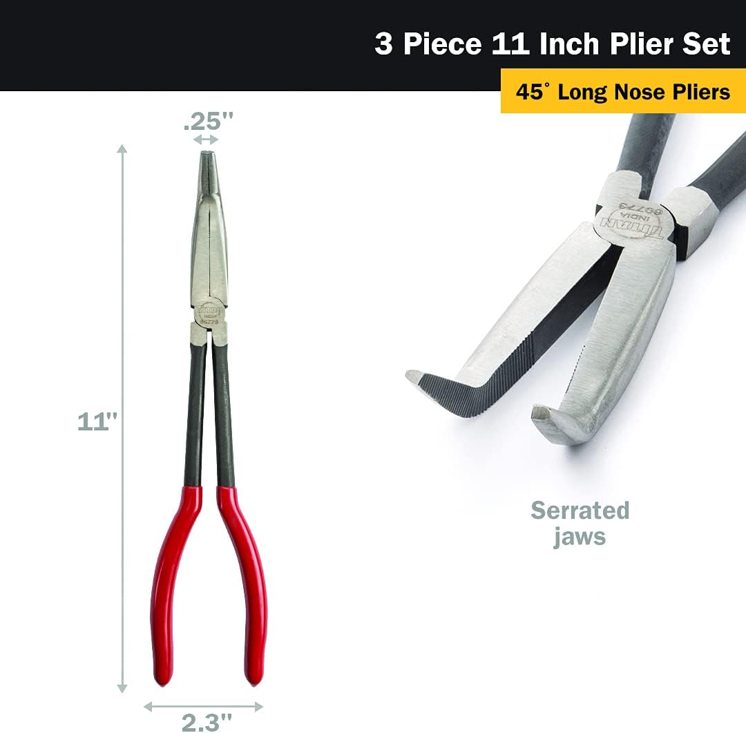 3 Pc. 11" LONG NOSE PLIER SET by TITAN TOOLS 2