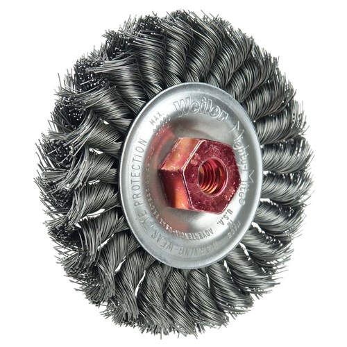 4" Standard Twist Knot Wire Wheel, .020" Steel Fill, M10x1.50 Nut 1