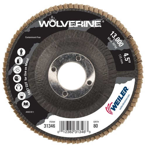 Weiler 4-1/2" Wolverine Abrasive Flap Disc 3