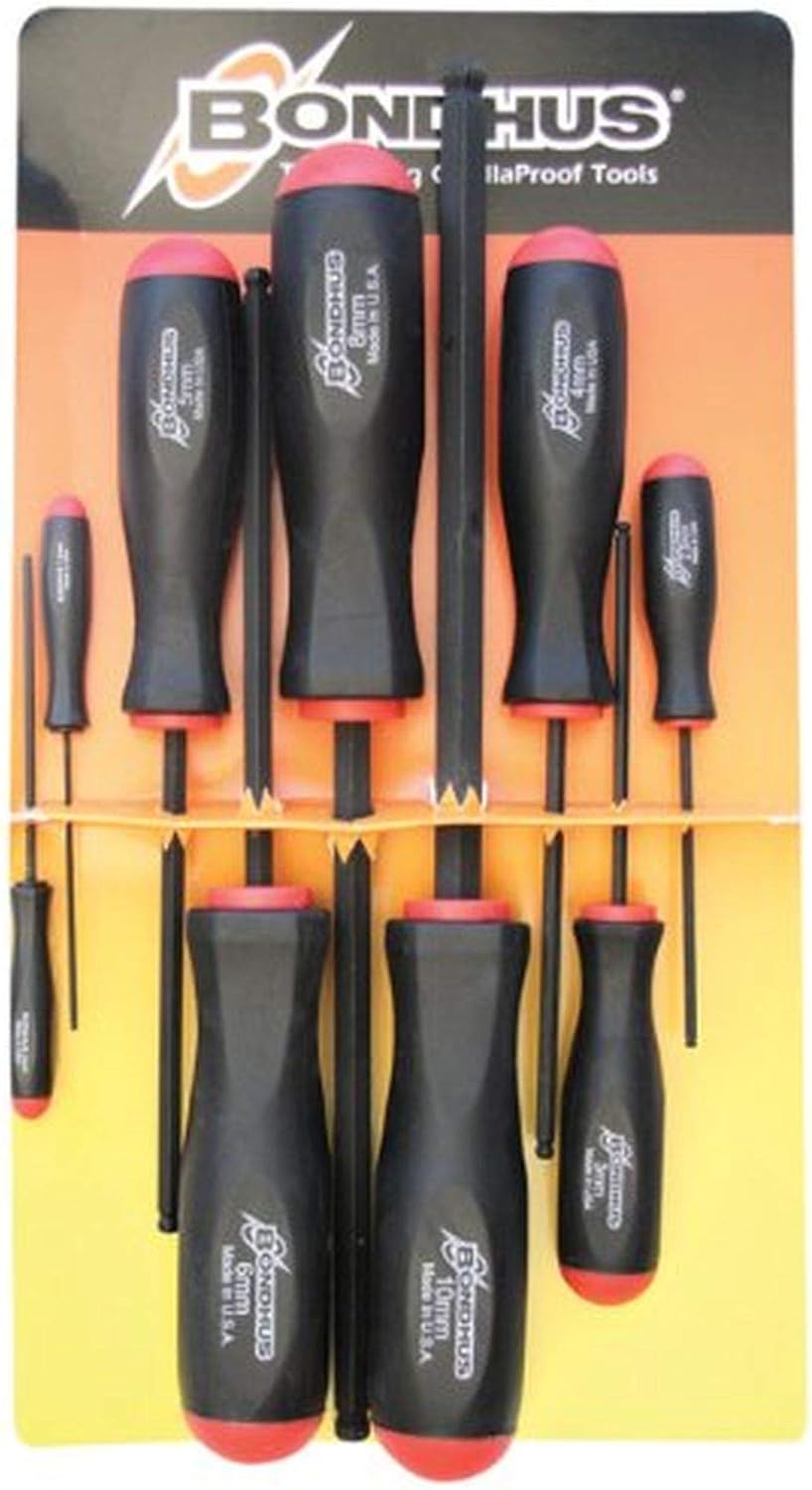 BONDHUS 9 Pc. BALLDRIVER SCREWDRIVER SET METRIC SIZES:1.5MM TO 10MM 2