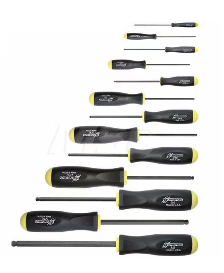 BONDHUS 13 Pc. BALLDRIVER SCREWDRIVER SET SAE SIZES:.050 TO 3/8